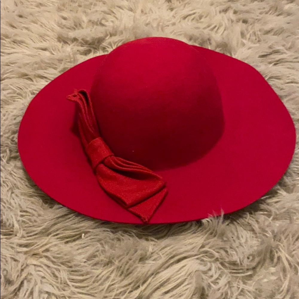 Red floppy brim hat